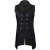 Bauzuoyo Uomo Vittoriano Vestito Gilet Steampunk Gotico Gilet Carnevale Costume Lungo Jacquard Doppio Petto Gilet Medievale Vintage Abbigliamento Senza Maniche Retro Rinascimento Frack Cappotto, Nero