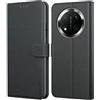 Leacckl Cover per Honor Magic 7 Lite, Custodia a portafoglio in Pelle PU Premium [Magnetica a Scatto] [Funzione Stand], Nero