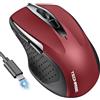 TechRise Mouse Bluetooth wireless 2.4G (BT 5.0/3.0+2.4G), mouse Ergonomico Ricaricabile 4800 DPI con Ricevitore USB A, Mouse Wireless Silenzioso DPI 6 Livelli, Adatto per Laptop, PC, Windows