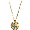 ASTER ALHELÍ - Collana Donna Dorata con Pietra Decorativa - Ciondolo Circolare e Catena in Acciaio Inossidabile Color Oro - Amuleto Elegante Idea Regalo (Turchese)