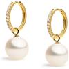 Secret & You Orecchini a cerchio da 16 mm con 8,5-9 mm di perle coltivate d'acqua dolce rotonde con charm intercambiabili e zirconi per donna Secret & You - Gold Vermeil