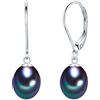 Valero Pearls Orechinni pendenti da Donna in Argento Sterling 925 con rodio con Perle coltivate d'acqua dolce blu pavone 60201693
