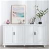 UEV Mobile Soggiorno, Credenza con 4 Ante, 157x41x81cm, Madia con Ripiani Regolabili, Mobile Buffet per Soggiorno, Cucina, Sala da Pranzo, Mobiletto Multiuso, Bianco