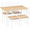 H.J WeDoo Set Tavolo e 4 Sedie da Pranzo, 5 Pezzi, per 4 Persone, Tavolo Rettangolare da Cucina, 4 Sedie con Schienali，Per Bar, Cucina, Soggiorno,109 cm,Faggio e bianco