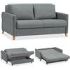 EVERGREENWEB MATERASSI & BEDS EVERGREENWEB - Divano Letto 2 Posti Matrimoniale L165xP110xA90 con Box Contenitore, Struttura Pieghevole Imbottita Tessuto Grigio, Schienale a Doppio Cuscino, Sofà con Chaise Longue Estraibile, CALION