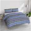 Italian Bed Linen Set Copripiumino Matrimoniale Cotone River, lavorato in Italia - Parure Copri Piumino - Sacco Piumone 250x200cm con Doppia Patella e 2 Federe Cuscino (Matrimoniale, rio blue)