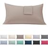 ECOMMERC3 | Confezione da 2 federe per cuscino 50 x 75 cm extra morbide e confortevoli. Federa per cuscino color terra realizzata al 100% in Spagna, traspirante, facile da lavare