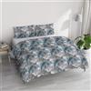 Italian Bed Linen Set Copripiumino Matrimoniale Cotone River, lavorato in Italia - Parure Copri Piumino - Sacco Piumone 250x200cm con Doppia Patella e 2 Federe Cuscino (Matrimoniale, sepik grey)