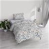 Italian Bed Linen Set Copripiumino Singolo Cotone Ida, lavorato in Italia - Parure Copri Piumino - Sacco Piumone 150x200cm con Doppia Patella e Federe Cuscino (Singolo, vesta)