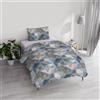 Italian Bed Linen Set Copripiumino Singolo Cotone River, lavorato in Italia - Parure Copri Piumino - Sacco Piumone 150x200cm con Doppia Patella e Federe Cuscino (Singolo, sepik blue)