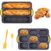 gvivej Teglia per Pane in Silicone, 2 Pezzi Silicone Stampo Pane, Mini Pane Teglia da Forno, con Coltello e Pennello, pour Cuocere Pane, Grigio
