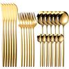 Home Safety Set di Posate, 24 Pezzi per 6 Persone, D'oro Posate in Acciaio Inossidabile, lucidate a Specchio, Ideali per la casa, la Cucina, Il Ristorante e Come Regalo, con Confezione