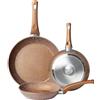 Innerwell Set di Padelle Antiaderenti 3 Pezzi in Alluminio（20/24/28cm）Oro