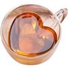 Leikance Tazza di vetro Leikance, tazza di vetro a doppia parete a forma di cuore, resistente al calore, 180 ml/240 ml