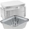 OUTIHOME Vassoio in alluminio con coperchio in cartone da 500 ml, confezione da 50 pezzi, contenitore alimentare usa e getta, adatto per cottura al forno, barbecue, congelamento, conservazione