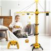 Mini Tudou 128 cm 2,4 Hz Gru a torre telecomandata,Costruzione con radiocomando a 6 canali Gru RC giocattolo,Modello di ascensore a 680 gradi di rotazione,Suoni per bambini