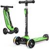 besrey Monopattino per Bambini da 3-10 anni, Monopattino 3 Ruote per Bambino e Bambina con Ruote Luminose, Regolabile in 4 Altezze,Verde