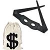 PPGGOPP Costume Ladro Accessorio,Set Costume da Ladro,Masquerade Mask,Maschera per Occhi Nera,Borsa Porta Soldi In Dollari,Accessori Costume per Ladri,Accessorio Per Adulti e Bambini Per Carnevale/Costume (B)