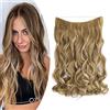 Gairyan Extension Capelli Filo Invisibile Secret Hair Extension Clip Capelli Finti Fascia Unica Wire Trasparente Capelli Sintetici Naturali Lunghi Ondulati Mossi 45cm - Sandy Blonde & Bleach Blonde