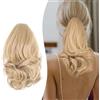 Gairyan Coda Cavallo Capelli Extension con Pinza Posticci per Capelli Coda di Cavallo Sintetici Claw Ponytail Coda Capelli Extension Clip Ricci Mossi Ondulati Corti Estensioni, Biondo cenere/Biondo