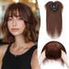 S-noilite Frangia Clip Capelli Veri Frangetta Extension, 32g 100% Capelli Veri Natural Bangs Extension, Hair Air Bang Hair Clip Frontale Frangia, Posticci per Capello Donna, 25CM Marrone Scuro #4R