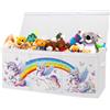 decalsweet Scatola di Giocattoli Extra Large con Coperchio Ribalta per Bambini, Contenitore Porta Giochi Pieghevole Oxford, Baule Portagiochi Impermeabile Robusto per Ragazze Ragazzi, 96×32×40cm(Unicorno Bianco)