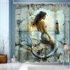 JINGYOU Tenda Doccia 180x200,Tende da Doccia,Tenda per Doccia Lavabili Tende per Vasca da Bagno Motivo Sirene Colorato con Fori Tendina Doccia Con 12 Anelli(180x200cm)