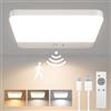 FULEN Plafoniera LED Soffitto con Sensore di Movimento, Senza Fili Lampadario Bagno, Lampada LED Ricaricabile da 6000 mAh Batteria, Lampadari Moderno per Cameretta, Cucina, Balcone, Garage