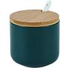 OnePine 260ml Zuccheriera in Ceramica, Contenitore per spezie barattoli spezie Rotonda con Coperchio e Cucchiaio, Design Elegante, per Casa e Cucina (Verde)