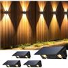 IIRARA Lampada Solare da Esterno di 4 Pezzi Alto e Basso Luci Solari Esterno Energia Bianco Caldo Illuminazione per Esterni 100LM Applique da Solare IP67 per Muro Vialetto Giardino