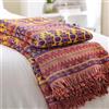 VANJOROY Coperta bohémien grande con frange, 100% cotone tessuto a mano per poltrona, divano, divano letto (94 x 90 cm)