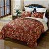 Qucover Copriletto Matrimoniale Estivo in Cotone, Copriletto Trapuntato 260x280cm, Trapuntino con Due Federe (Rosso Fiori)