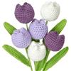 DEMIUKO 6 Pezzi Uncinetto Tulipano Viola Bianco Artificiale Fiori Finti Finito Uncinetto Crochet Fiori Set Uncinetto Piante Finti Bouquet Fiori Regalo per Gli Amici Famiglia Ufficio Vaso Decorativo