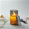 Koelaa Candela ricaricabile a LED, candele in vetro grigio con telecomando, candele a batteria, senza fiamma, candela tremolante con funzione di temporizzazione per Natale, festival, decorazioni per