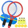 JHuiLap Set di racchette da tennis per bambini, include una racchetta, 4 palline in schiuma morbida, 6 volani e una borsa per il trasporto, ideale per bambini per sport all'aria aperta e al coperto