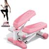 Mytrix Pink Stair Stepper per esercizi, mini stepper portatile con fasce di resistenza, display LCD (330LB) per calorie, trapuntatrice aerobica fitness per allenamento a casa in ufficio