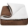 emmevi Plaid Sherpa Flanella Doppio Strato Morbida Vellutata Matrimoniale Mod. COPERTA AGNELLATA MARRONE