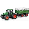 Amewi Trattore con trasportatore di bestiame, suono e luce, con mucca come accessori, 1:24 RTR verde RC telecomandati