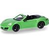 herpa Modellino d'auto Porsche 911 (991) Carrera 2 Cabrio, verde lucertola, miniatura in scala 1:87, pezzo da collezione, Made in Germany, modello in plastica