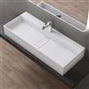 doporro Lavabo Bagno Sospeso Rettangolare Lavabo da Appoggio con Foro Rubinetto 100 x 40 x 14 cm Bianco Opaco Lavandino in Resina Minerale Ideale per Casa Ristorante e Hotel Design Colossum6028