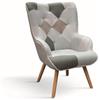KONTE.DESIGN Poltrona HAVANA in tessuto multicolore e gambe in legno