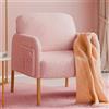Mondeer Poltrona, sedia d'accento con borsa portaoggetti e gambe in metallo, morbido tessuto in finta lana d'agnello, per soggiorno, camera da letto, lettura, reception, lounge, 63 x 75 x 75 cm, rosa