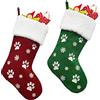 RXXR 2 Pezzi Grande Calze Natalizie 17.8 inch Calze di Natale da Appendere Calze Natalizie Natale Calze Regalo Decorazione per Stampa di Zampe di Cane Ricamato Calza Natale, Materiale in Velluto