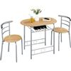 Soberine Set Tavolo Moderno con 2 Sedie per Sala da Pranzo, Set 3 Pezzi Mobili Salvaspazio da Cucina Balcone Ristorante Bar per 2 Persone in Legno e Metallo Sedia Portata Beige 90 x 53,5 x 75,5 cm