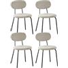 ANVOFONG Sedie Sala da Pranzo Set da 4,Sedie da Cucina in Tessuto Teddy,Sedie da Salotto impilabili,Adatte per Sala da Pranzo,Cucina,Camera da letto,Sala di Ricevimento-Cachi