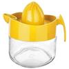 SIZAH Spremiagrumi con contenitore in vetro, spremiagrumi manuale, spremiagrumi, 300 ml, giallo