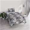 Italian Bed Linen Set Copripiumino Singolo Cotone River, lavorato in Italia - Parure Copri Piumino - Sacco Piumone 150x200cm con Doppia Patella e Federe Cuscino (Singolo, sepik grey)