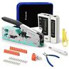 VCELINK Set di Pinze Crimpare RJ45, Strumenti Kit di Rete Crimpatrice Ethernet per Cavo CAT7/CAT6A/CAT6/CAT5E, 20PCS Connettori RJ45 Passante, Tester Lan, Mini Spelafili, Punch Tool, en Borsa