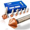 TJR HSS 4241 con svasatori rivestiti a 90° - Set di 6 punte per utensili (6,3-8,3-10,4-12,4-16,5-20,5mm) in scatola di cartone per acciaio inossidabile, acciaio, alluminio, ottone, plastica e altri.