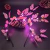 Clataly Cerchietto per capelli con farfalla a LED, ghirlanda luminosa per matrimoni, feste, accessori per capelli da donna (rosa)